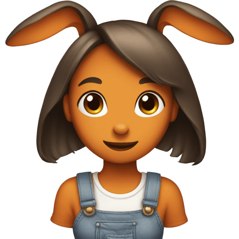 a girl bunny in dog ears holding a pumpkin emoji