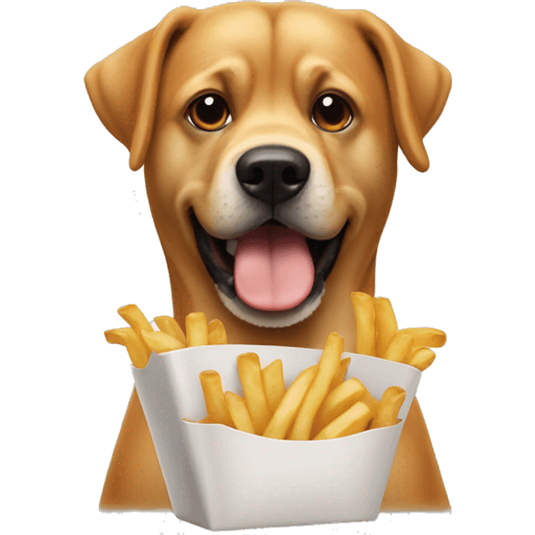 Un chien qui mange des frites  emoji