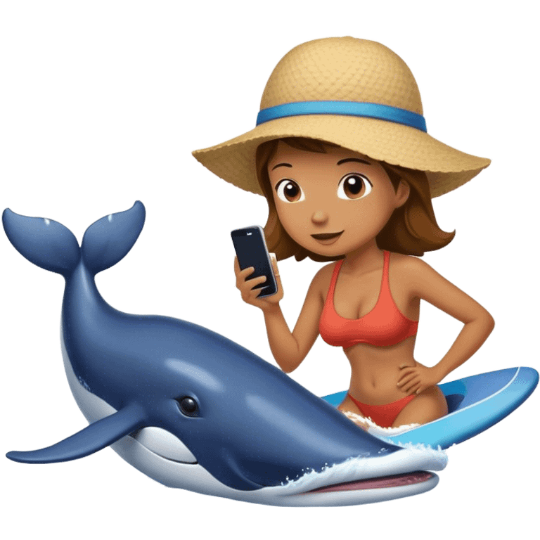 Surfing a whale with mom calling emoji