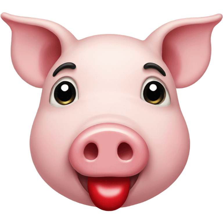 Pig wearing lipstick emoji