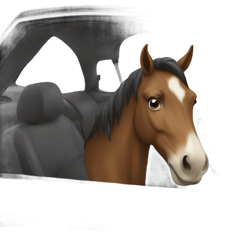 Horse driving car emoji