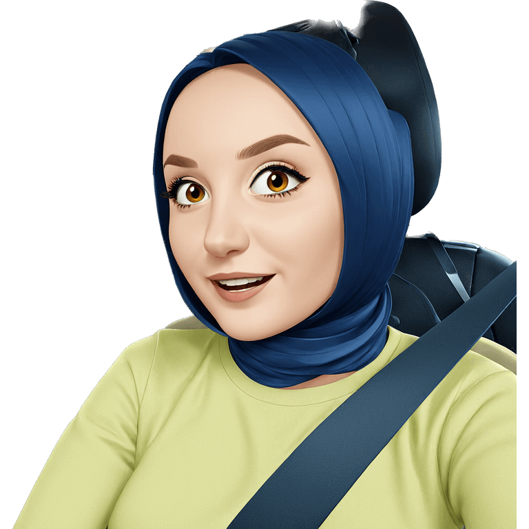 smiling girl in car interior emoji