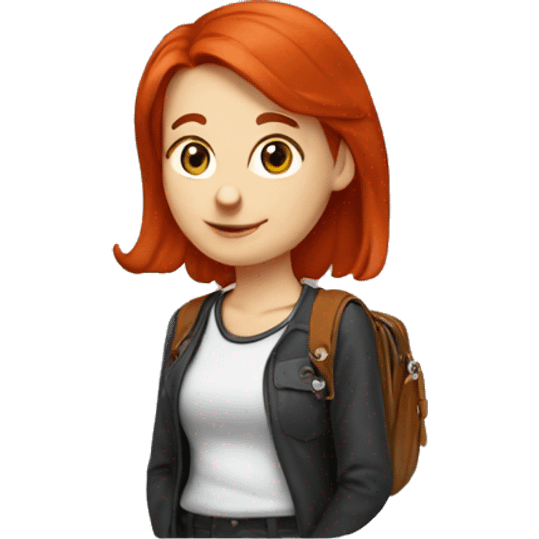 red head student wearing small cross body purse emoji