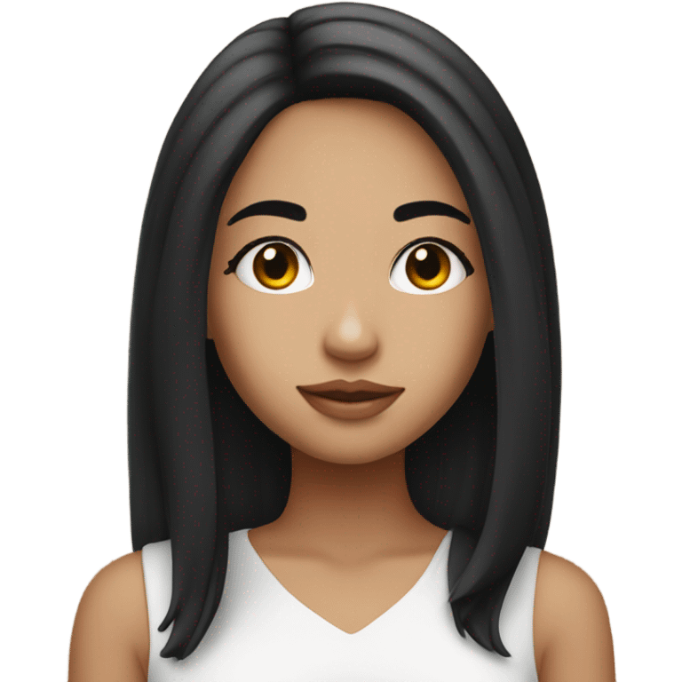 beautiful girl with black hair and white strands near her face emoji