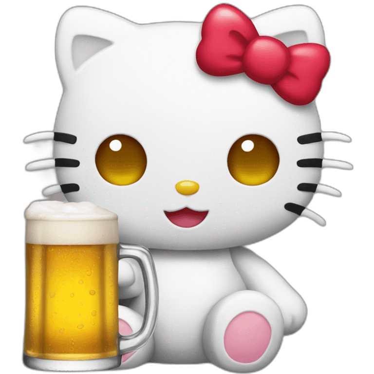 Hello kitty drinking beer emoji