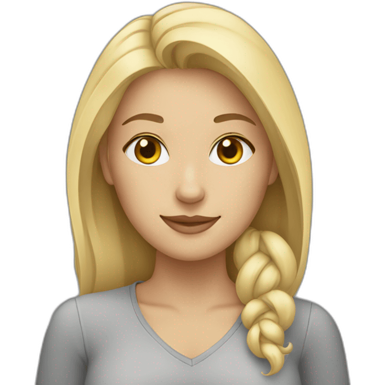 Blonde young woman and gray cat  emoji