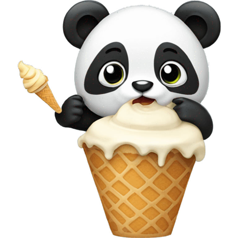 Panda eating ice cream emoji