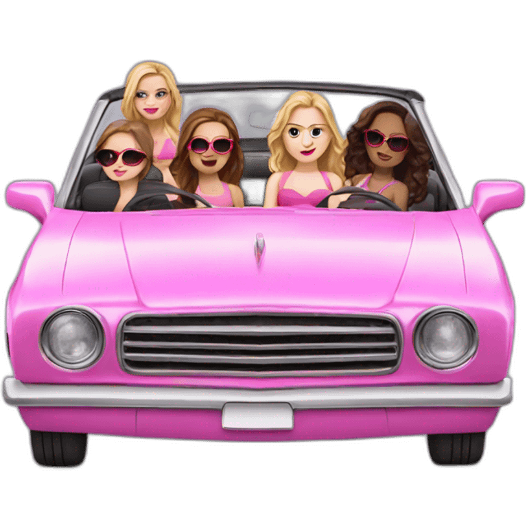 Mean girls in pink convertible emoji