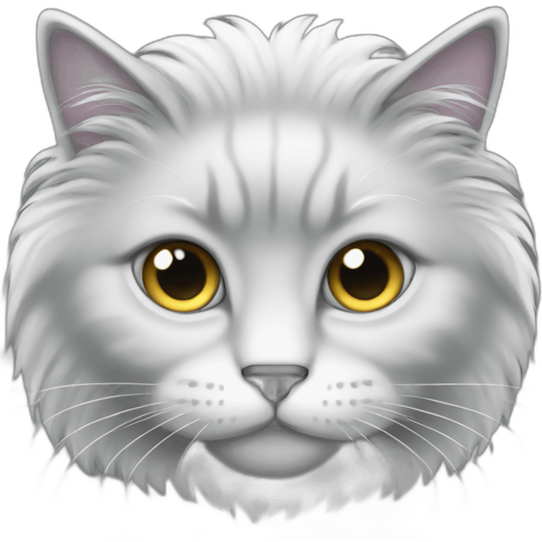 Fat long-haired silver gradient cat emoji