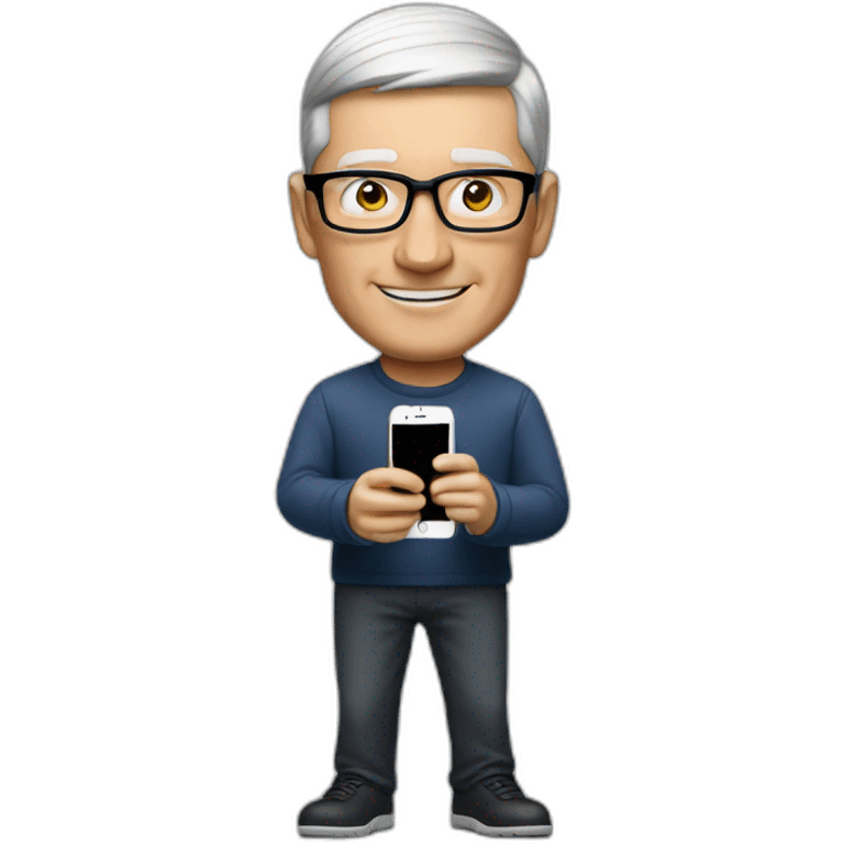 Tim cook taking photo with iPhone emoji