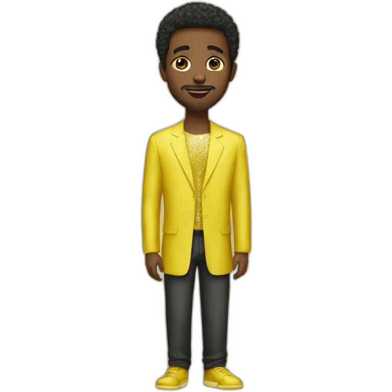 Black man yellow sparkling dress emoji