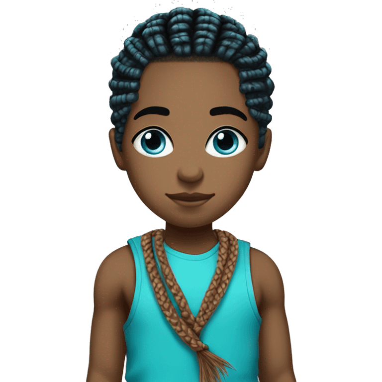 Short cut turquoise box braids boy with blue eyes  emoji