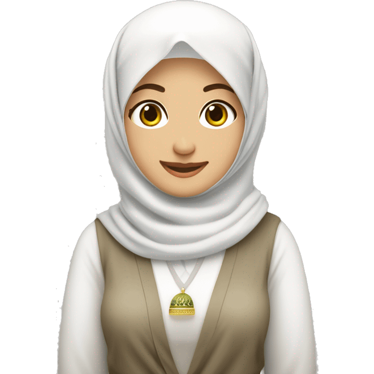 mama tua dengan kerudung putih berjalan di makkah emoji