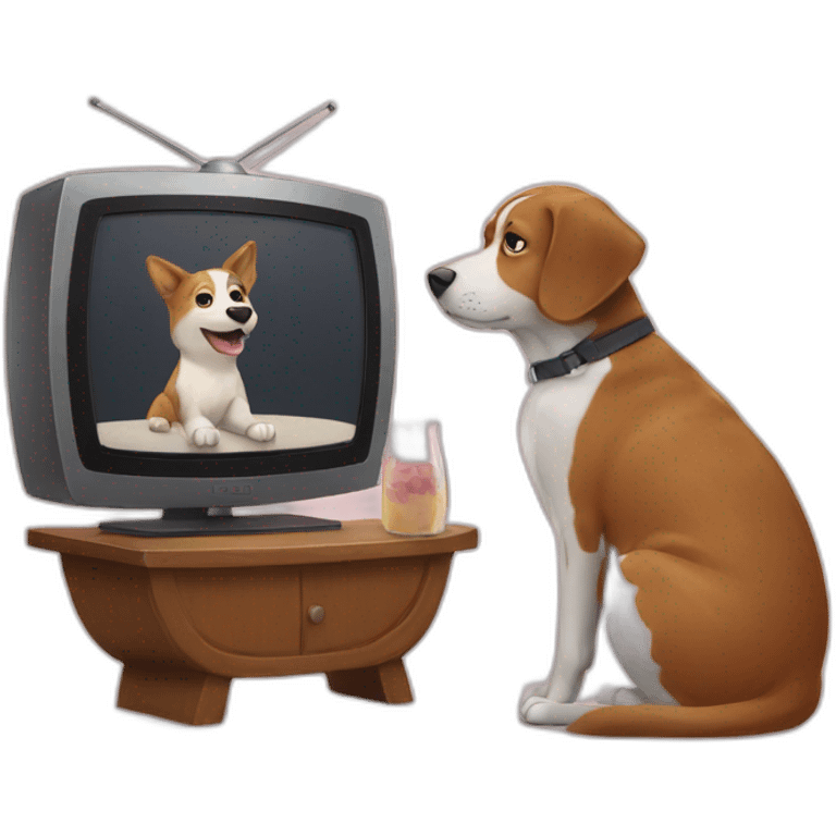 Dog With cat watching TV emoji