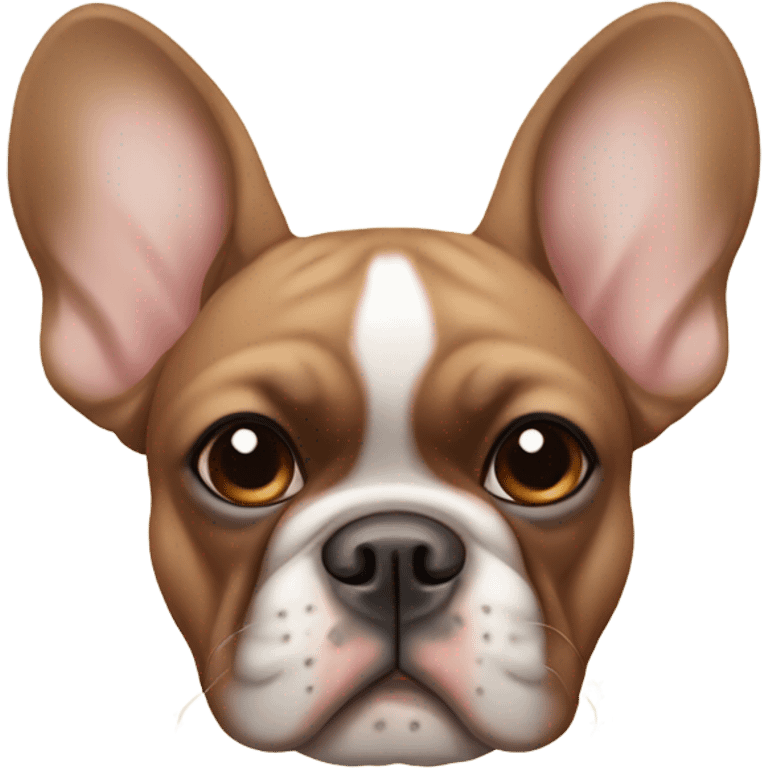 Brown French bulldog with ears that lay flat emoji