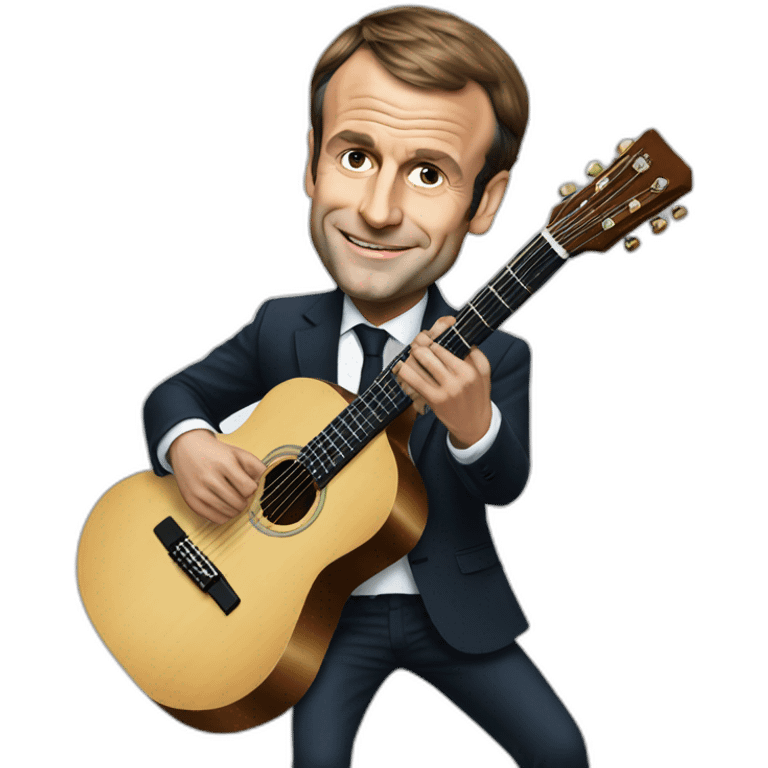 Emmanuel Macron plays the guitar emoji