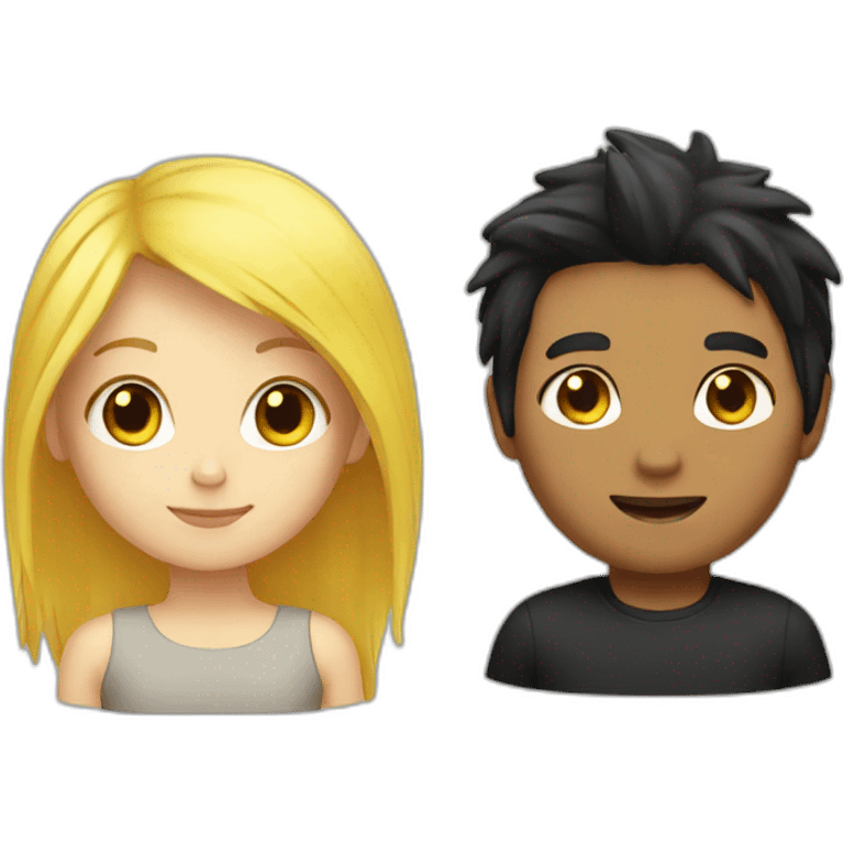 Yellow hair girl and black hair boy emoji