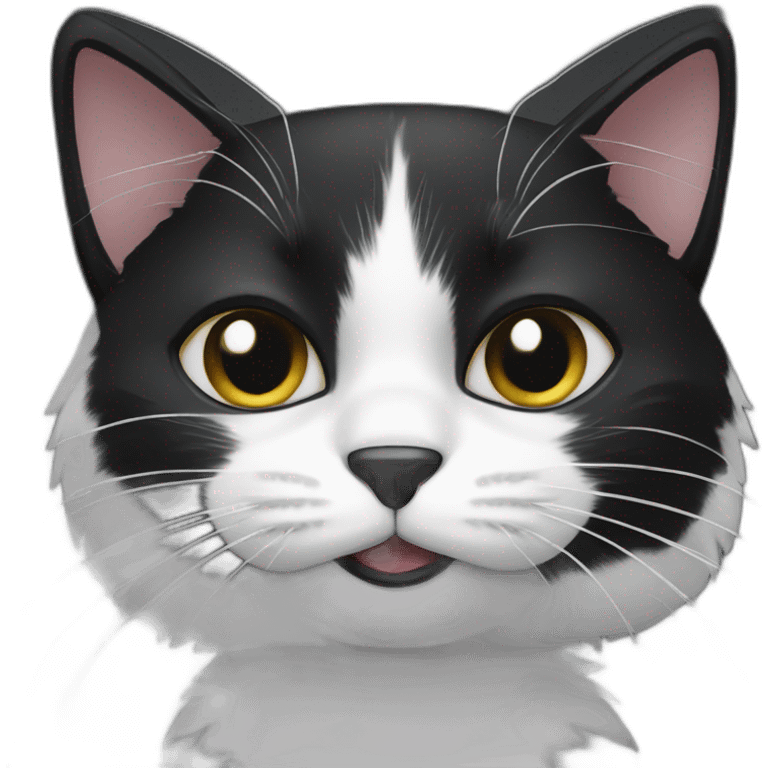 Blac and white crazy cat  emoji