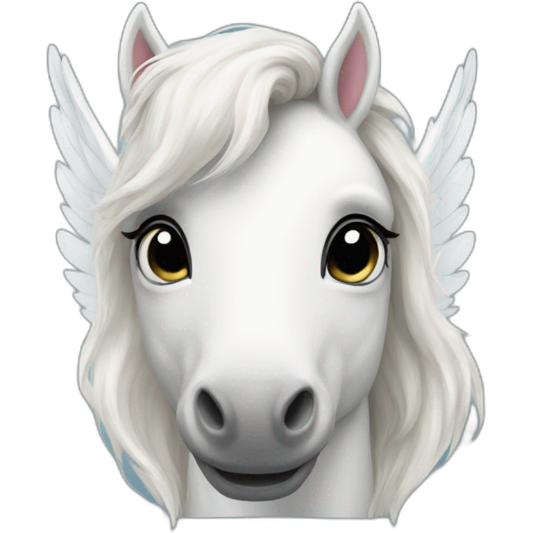 White pony unicorn with wings emoji