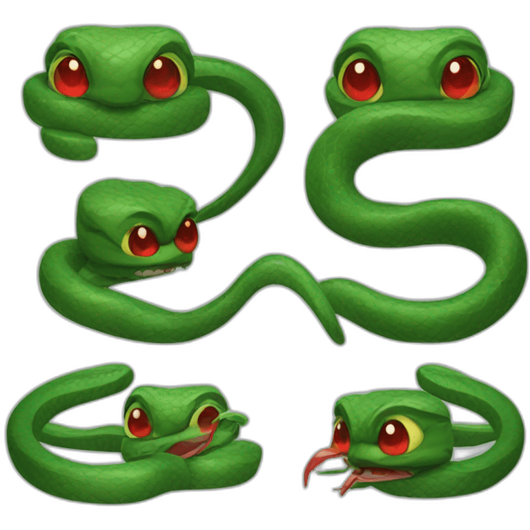 Green bad snake red eyes emoji