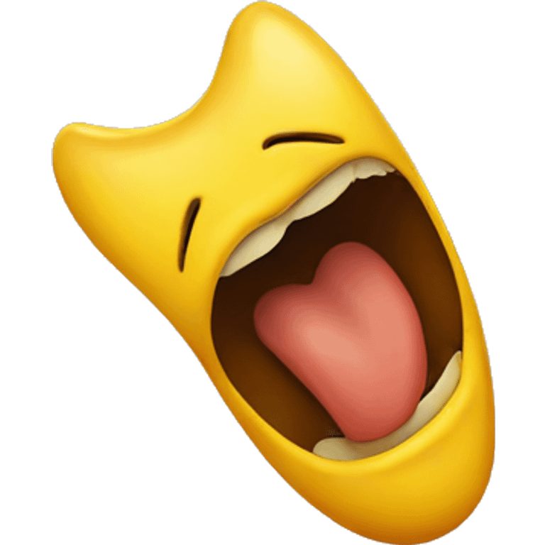 Kissing emoji with yellow bone in mouth emoji