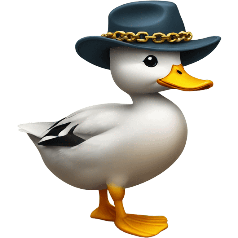 Duck with hat and chain emoji