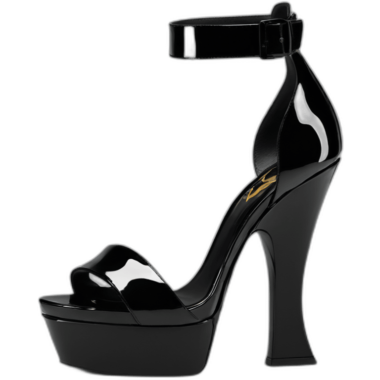 Ysl TRIBUTE heel SANDAL black PATENT LEATHER emoji