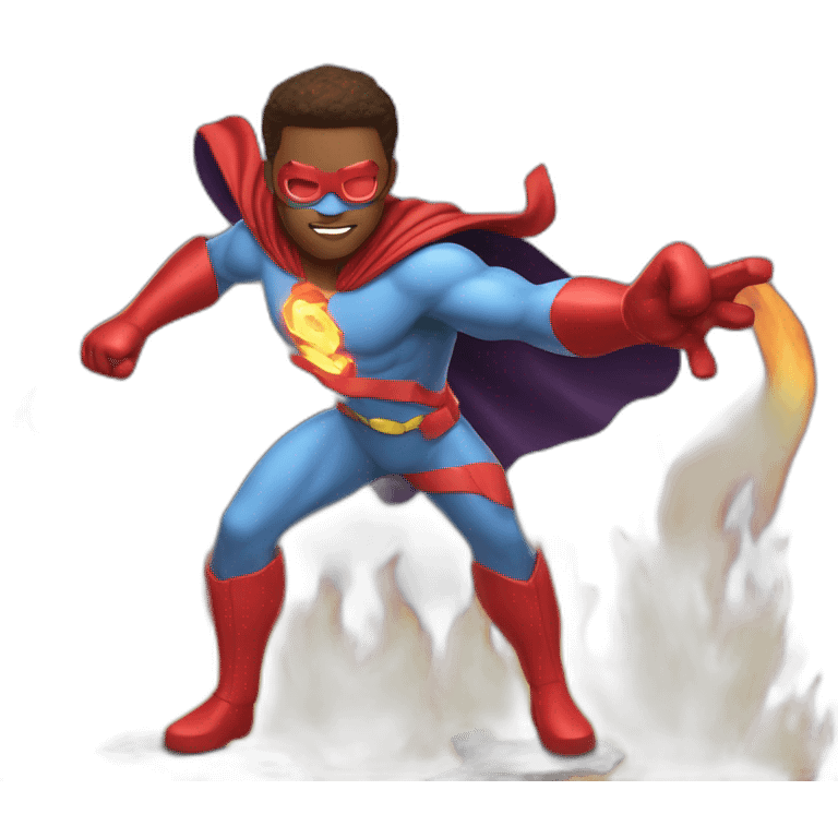 Super hero has a fire power to his hands and body emoji