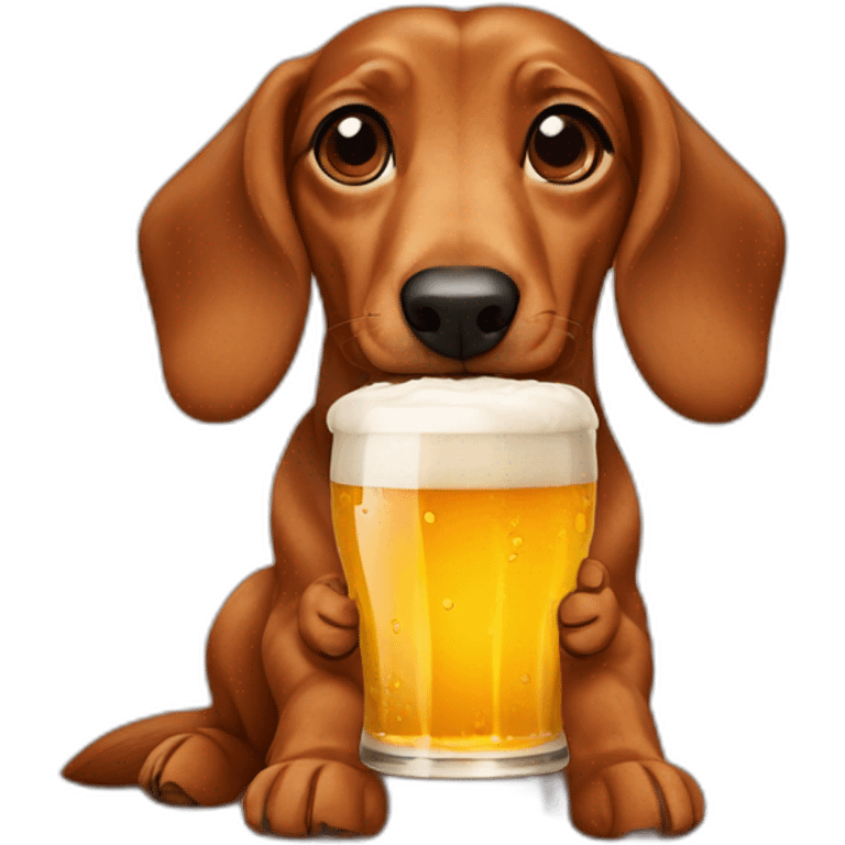 DASCHUND DRINKING BEER emoji