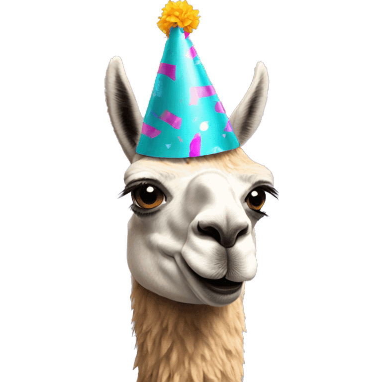 Llama wearing a party hat emoji