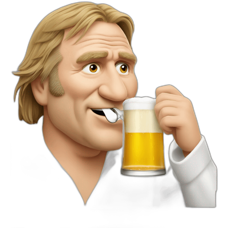 Gérard Depardieu drinking beer emoji