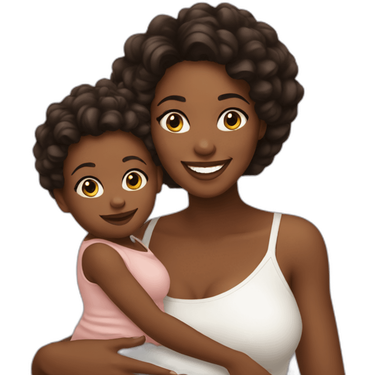 beautiful black women and her baby smiling emoji