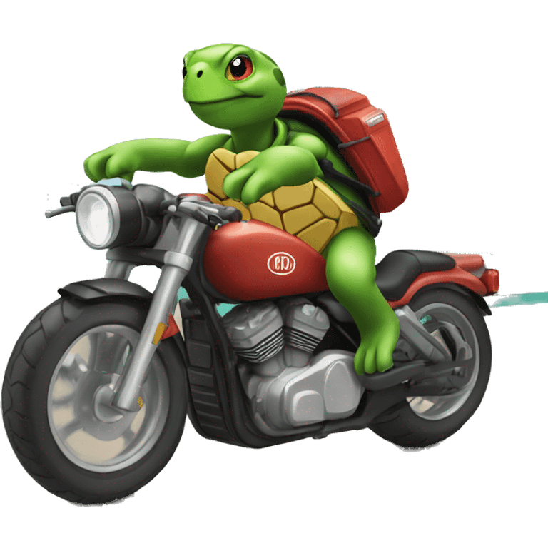 tortue sur une moto emoji