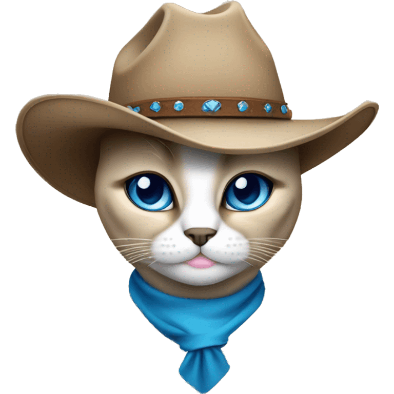 Fat Siamese cat blue eyes cowgirl hat emoji