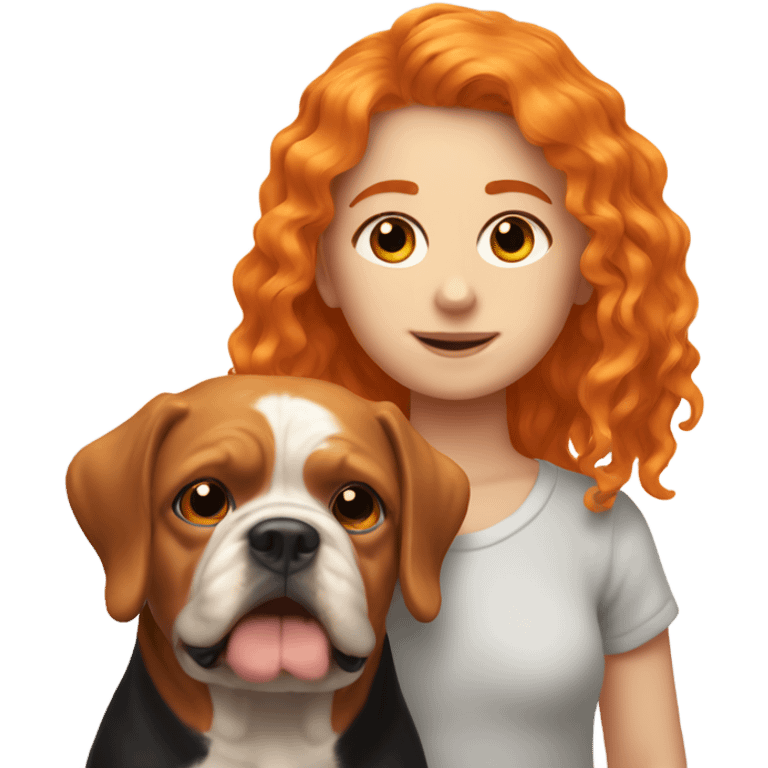 orange hair girl with staffordshier bullterier  emoji