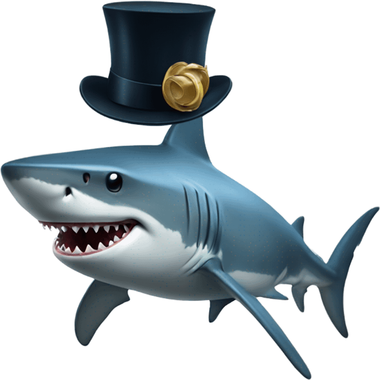 Shark with a top hat emoji