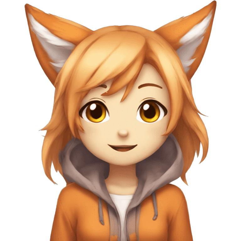 Anime fox girl shy giggling emoji