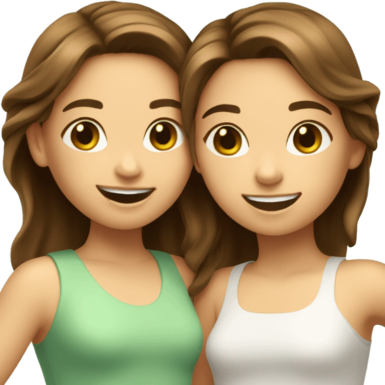 Two happy Girls Brown hair under Palme  emoji