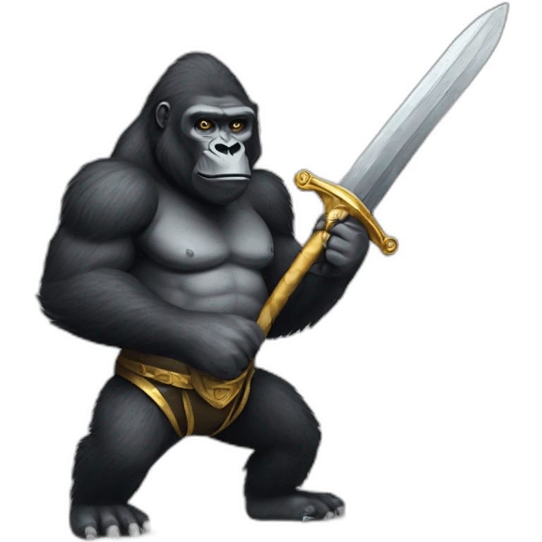 Gorilla holding a sword emoji