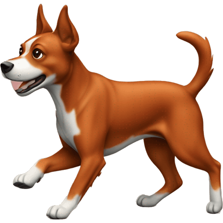 realistic solid red dog with pointed ears running emoji