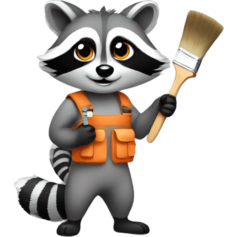 Raccoon holding paint palett and paintbrush emoji