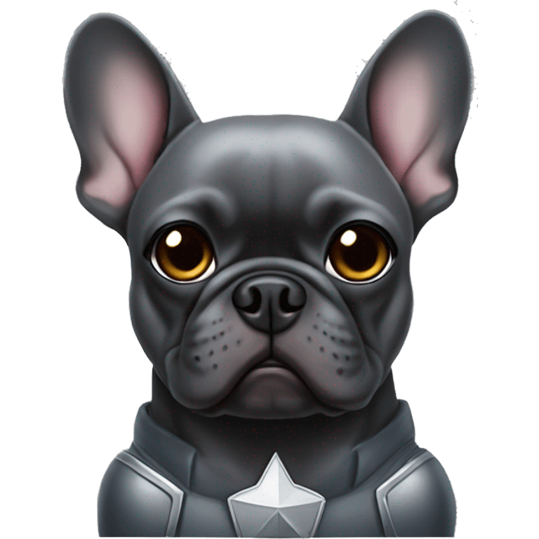 French bulldog dark grey superhero emoji