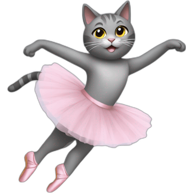 Gray cat doing ballet with point shoes on  emoji