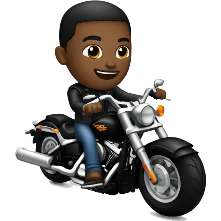 Black harley davidson with rider emoji