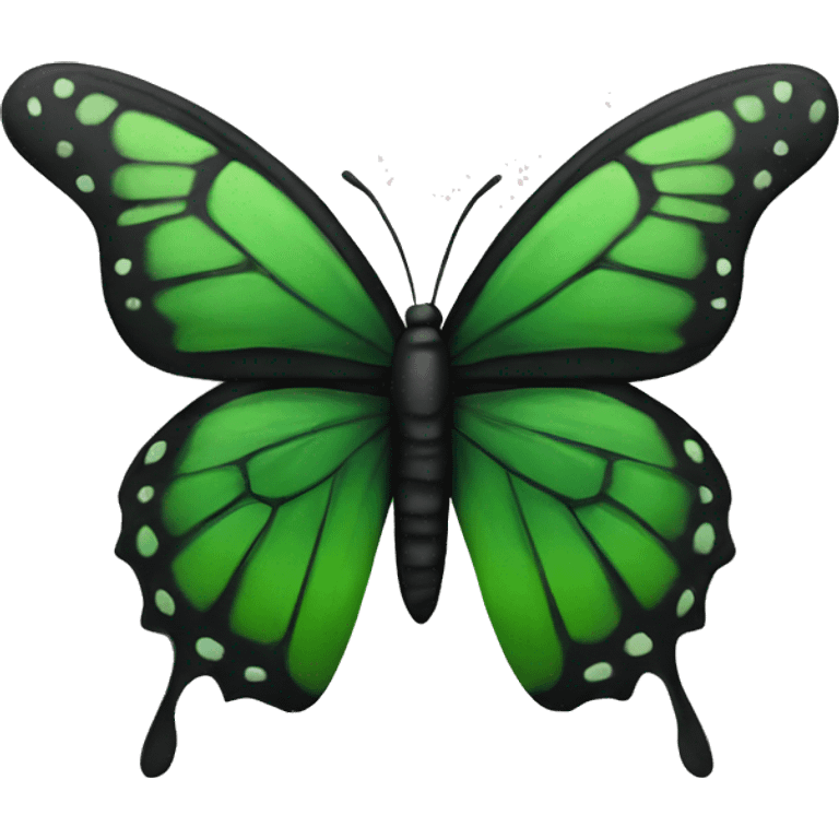 Butterfly with black and green wings emoji