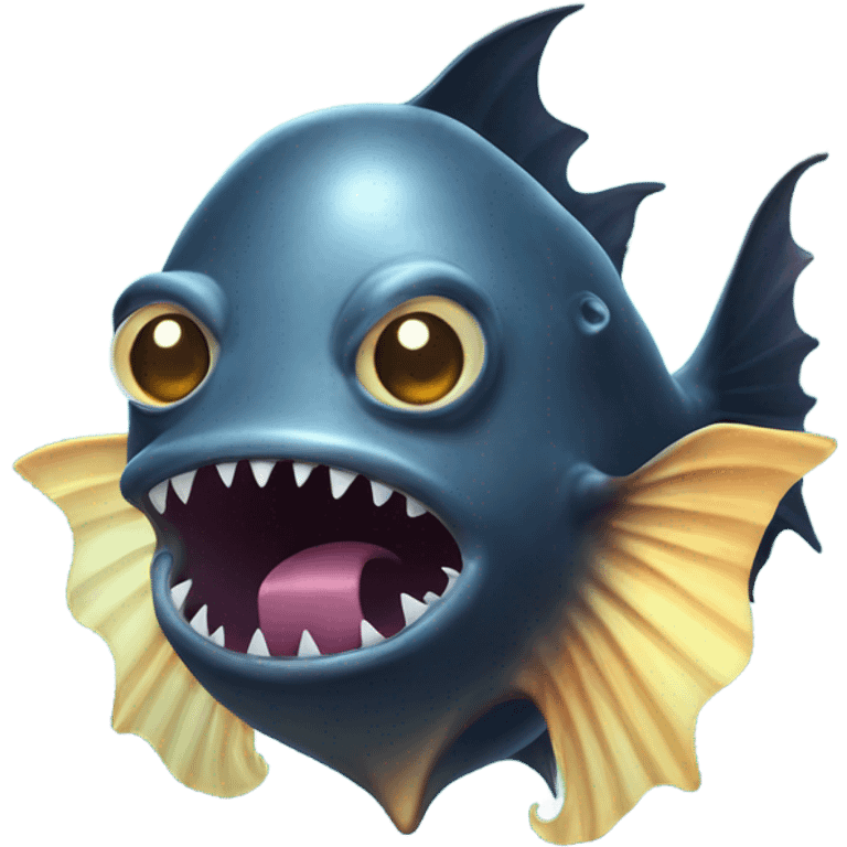 Anglerfish with glowing lure, sharp teeth, and big eyes. emoji