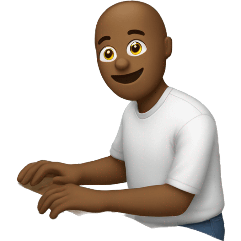 An working on computer at home  emoji