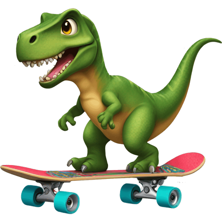 Dinosour riding skateboard emoji