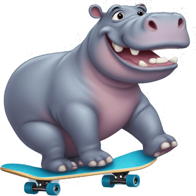 Hippo on the skateboard emoji