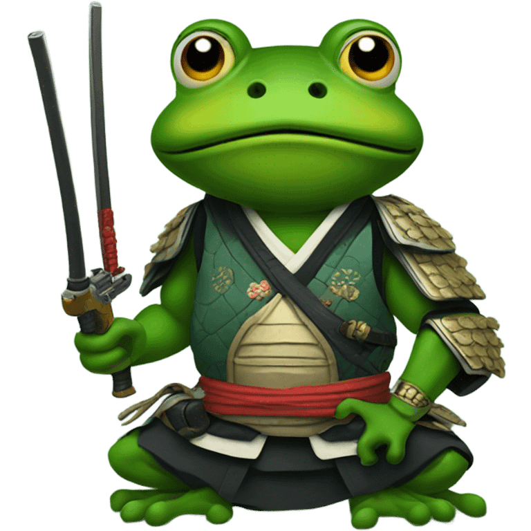 Frog samurai with a gun emoji